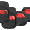 Piso Goma Negro Rojo Cromado 4pcs Tirol